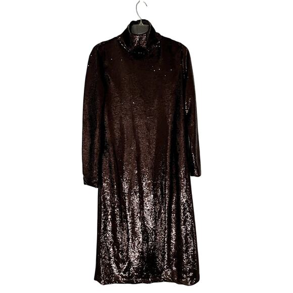 NWT Zara Sequin High Neck Metallic Cut Out Open Back Midi Dress Medium - Picture 3 of 9